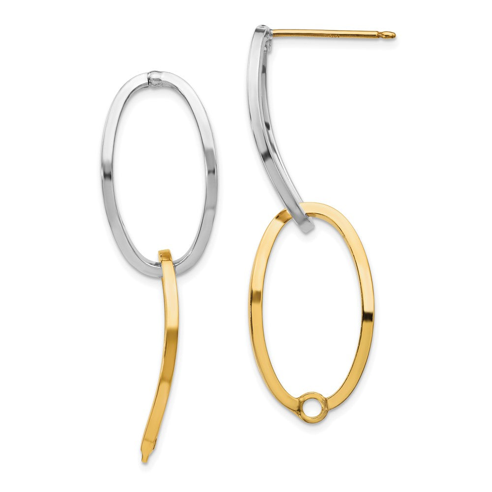 14K Bicolor Poliert Versatile Oval Ohrstecker