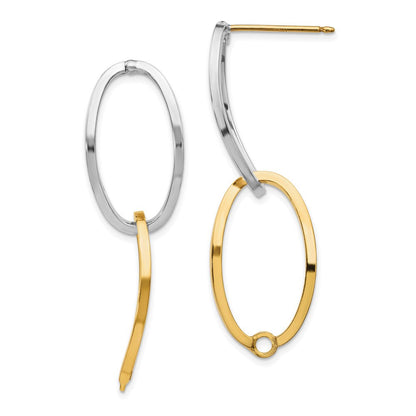 14K Bicolor Poliert Versatile Oval Ohrstecker