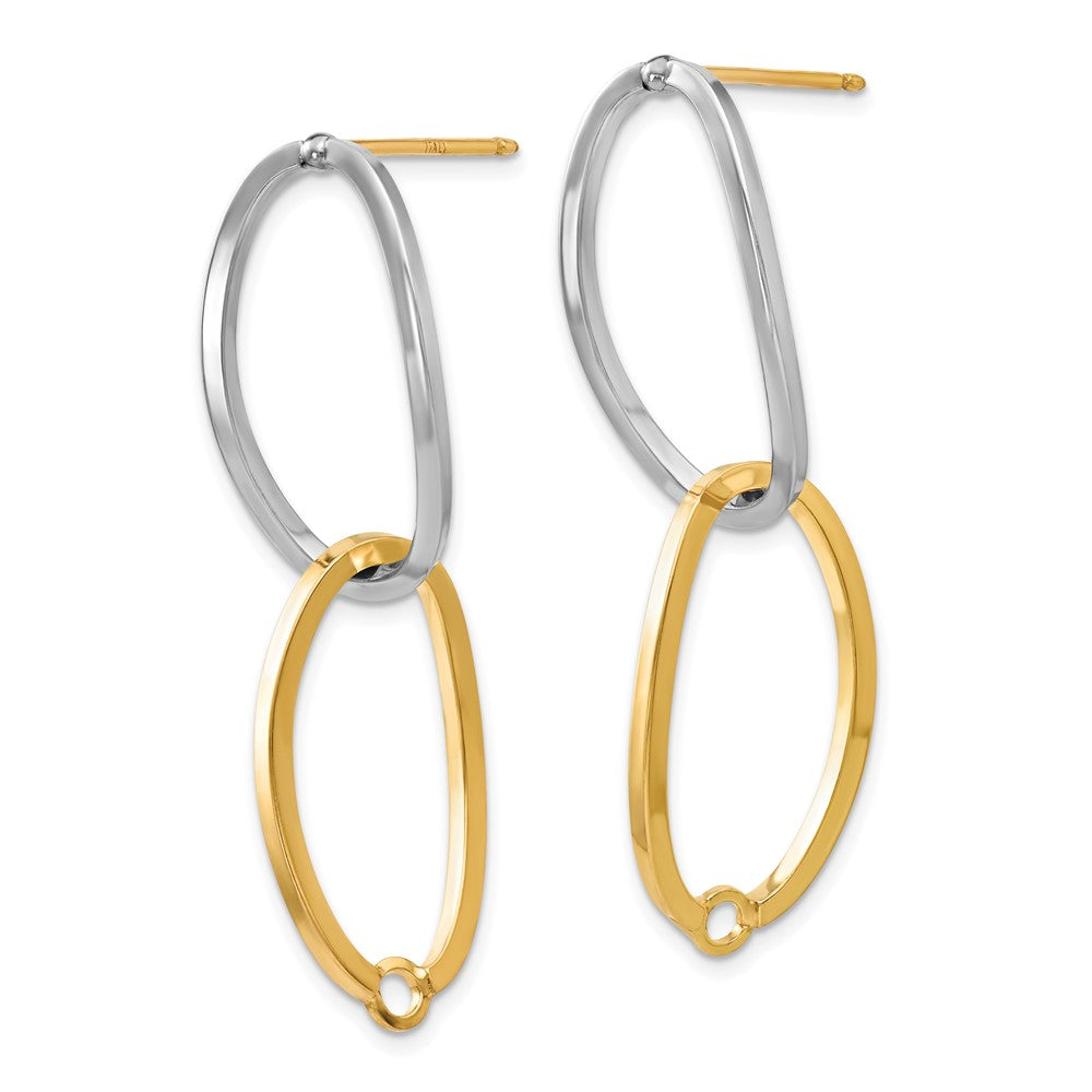 14K Bicolor Poliert Versatile Oval Ohrstecker