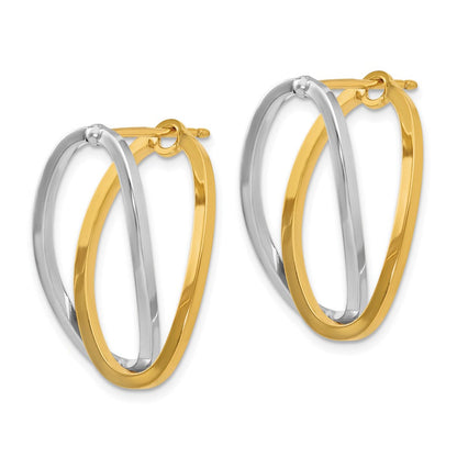 14K Bicolor Poliert Versatile Oval Ohrstecker
