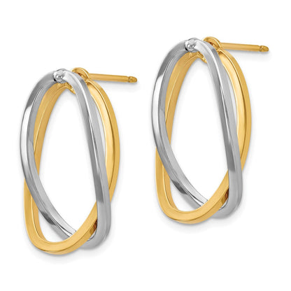 14K Bicolor Poliert Versatile Oval Ohrstecker