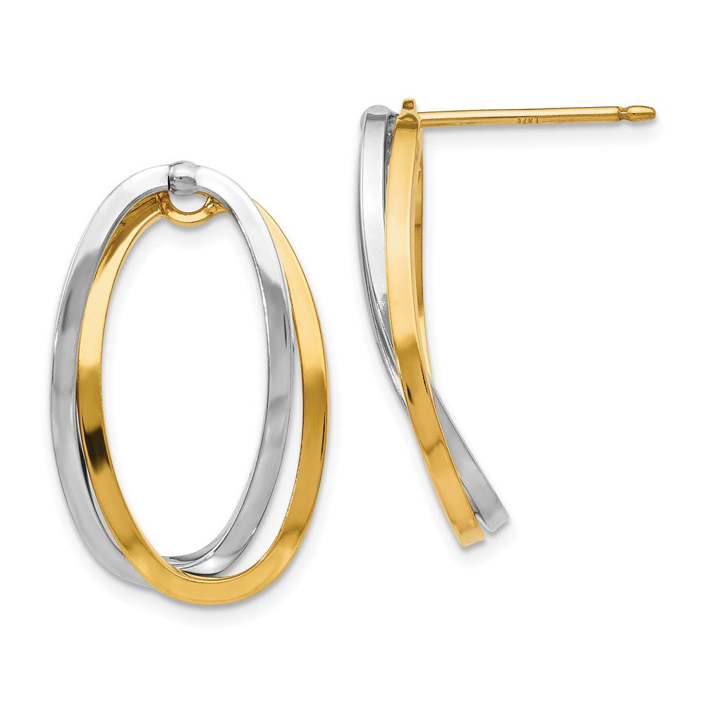 14K Bicolor Poliert Versatile Oval Ohrstecker