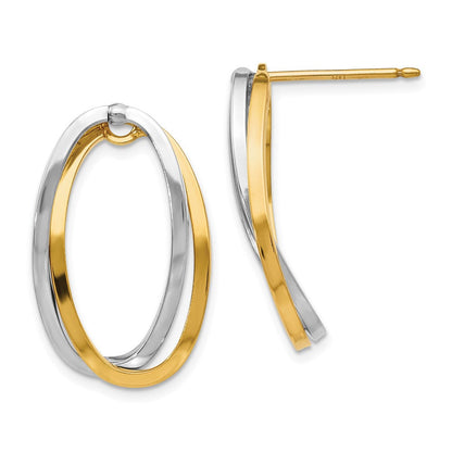 14K Bicolor Poliert Versatile Oval Ohrstecker