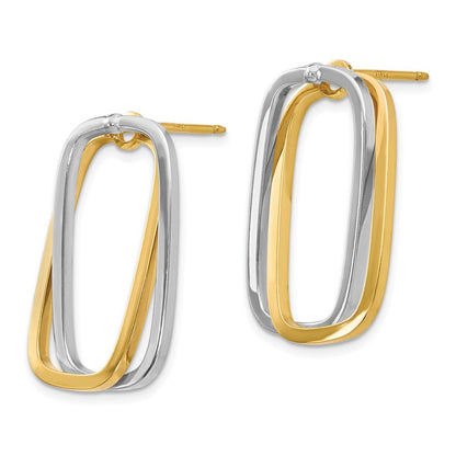 14K Bicolor Fantasie Versatile Rechteck Ohrstecker
