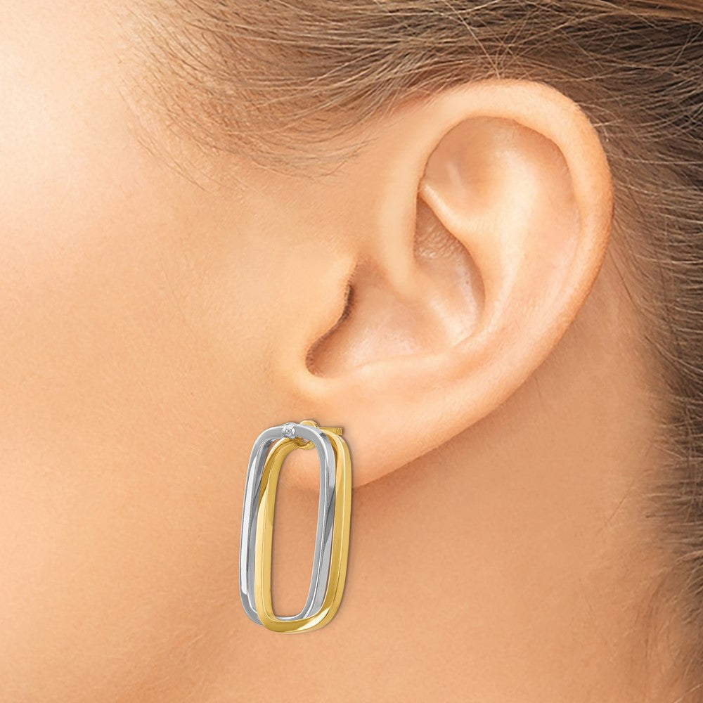 14K Bicolor Fantasie Versatile Rechteck Ohrstecker