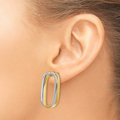 14K Bicolor Fantasie Versatile Rechteck Ohrstecker