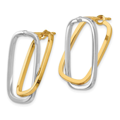 14K Bicolor Fantasie Versatile Rechteck Ohrstecker