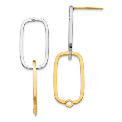 14K Bicolor Fantasie Versatile Rechteck Ohrstecker