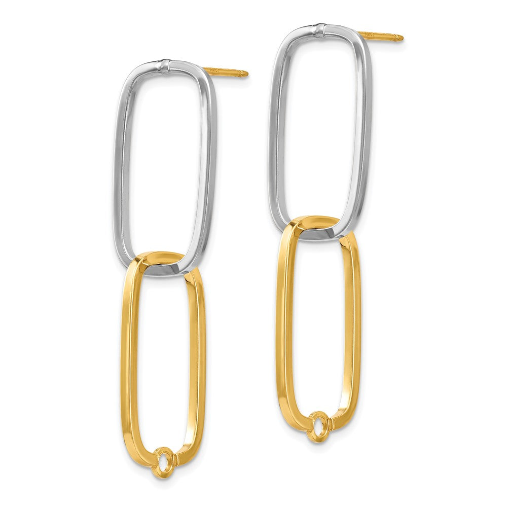 14K Bicolor Fantasie Versatile Rechteck Ohrstecker