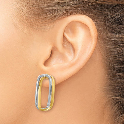14K Bicolor Fantasie Versatile Rechteck Ohrstecker