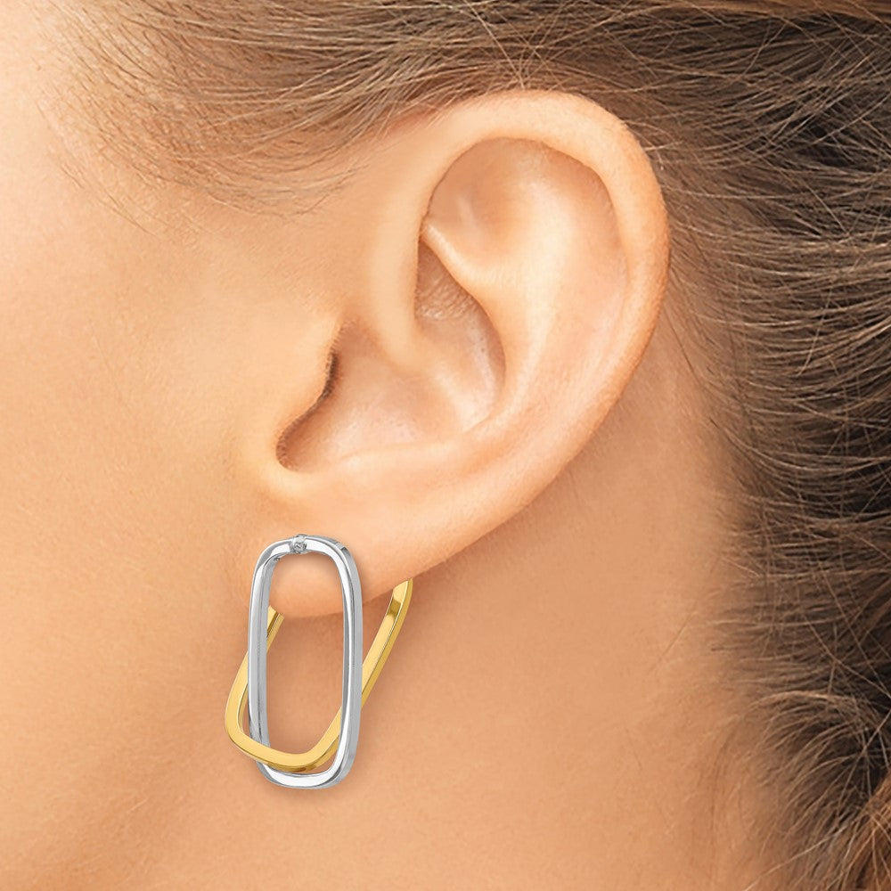 14K Bicolor Fantasie Versatile Rechteck Ohrstecker