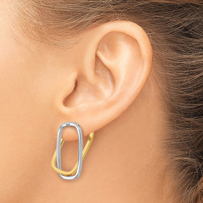 14K Bicolor Fantasie Versatile Rechteck Ohrstecker