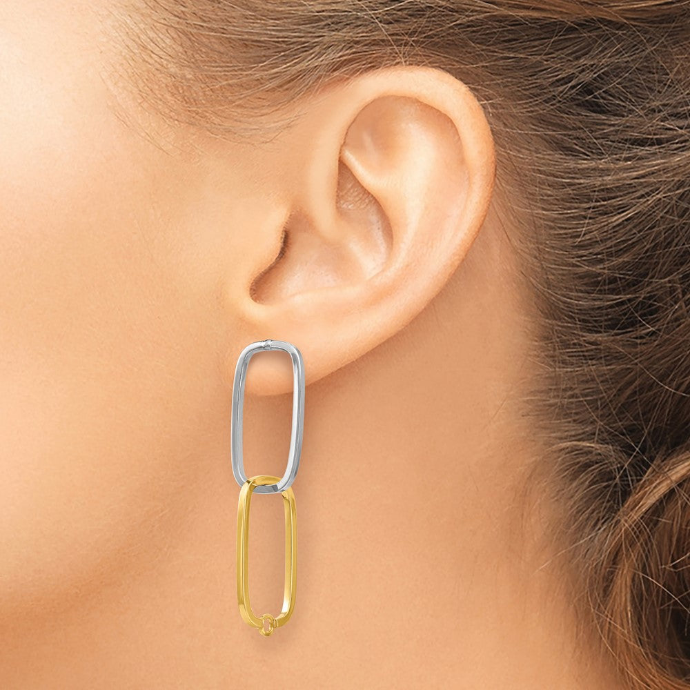 14K Bicolor Fantasie Versatile Rechteck Ohrstecker