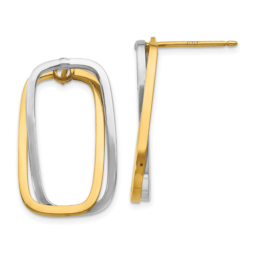 14K Bicolor Fantasie Versatile Rechteck Ohrstecker