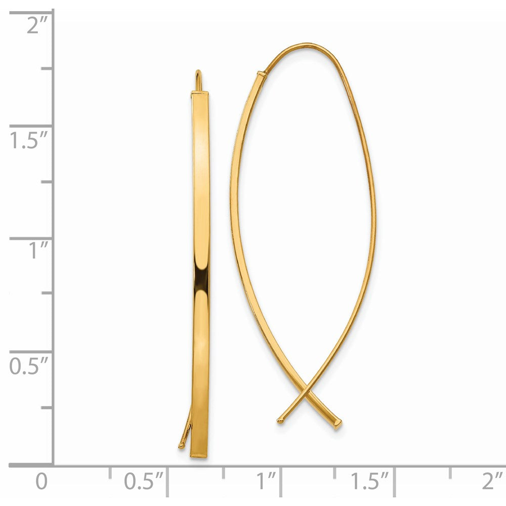 14K Gelbgold 1.75mm Quadratisch Röhre Draht Durchzieher-Ohrringe