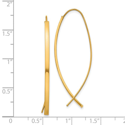 14K Gelbgold 1.75mm Quadratisch Röhre Draht Durchzieher-Ohrringe