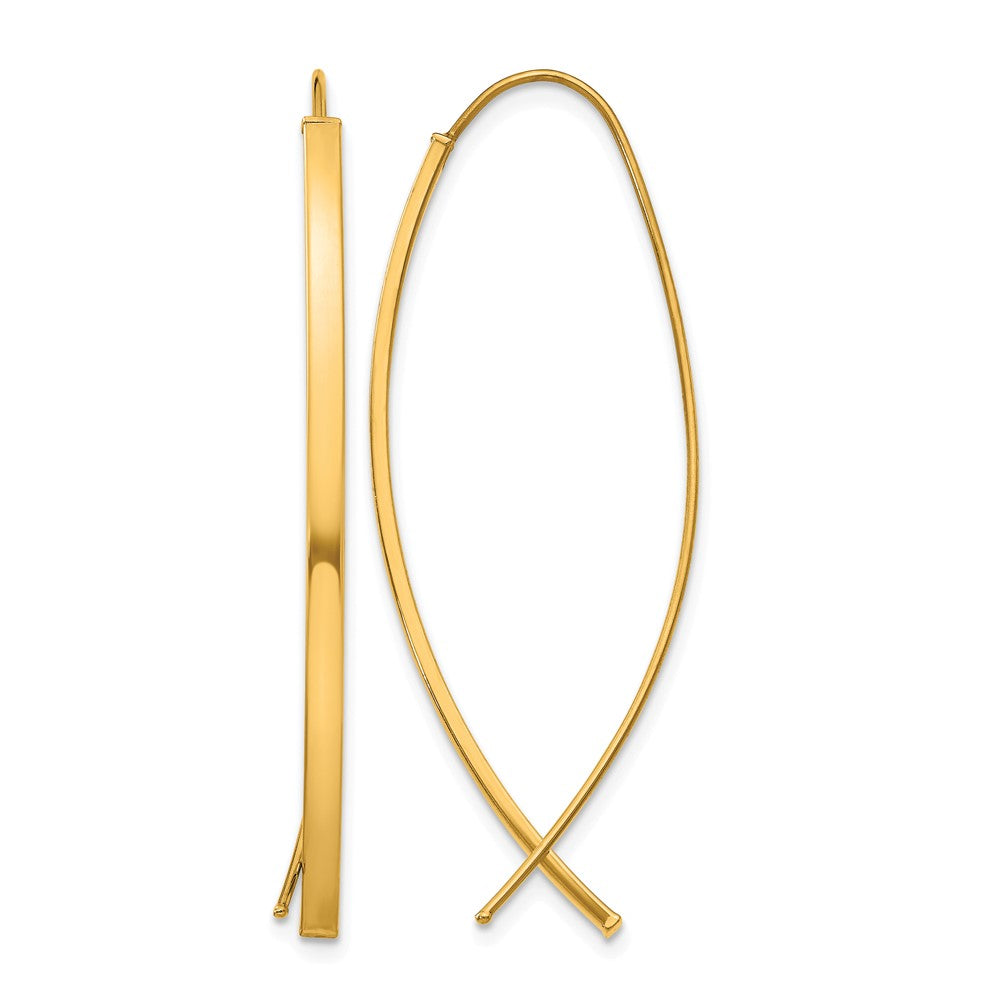 14K Gelbgold 1.75mm Quadratisch Röhre Draht Durchzieher-Ohrringe