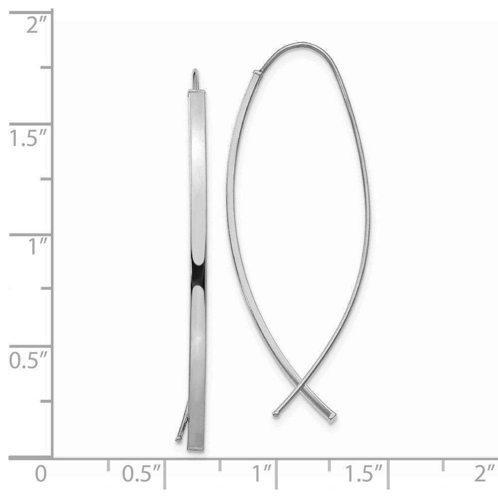 14K Weißgold 1.75mm Quadratisch Röhre Draht Durchzieher-Ohrringe