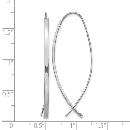 14K Weißgold 1.75mm Quadratisch Röhre Draht Durchzieher-Ohrringe