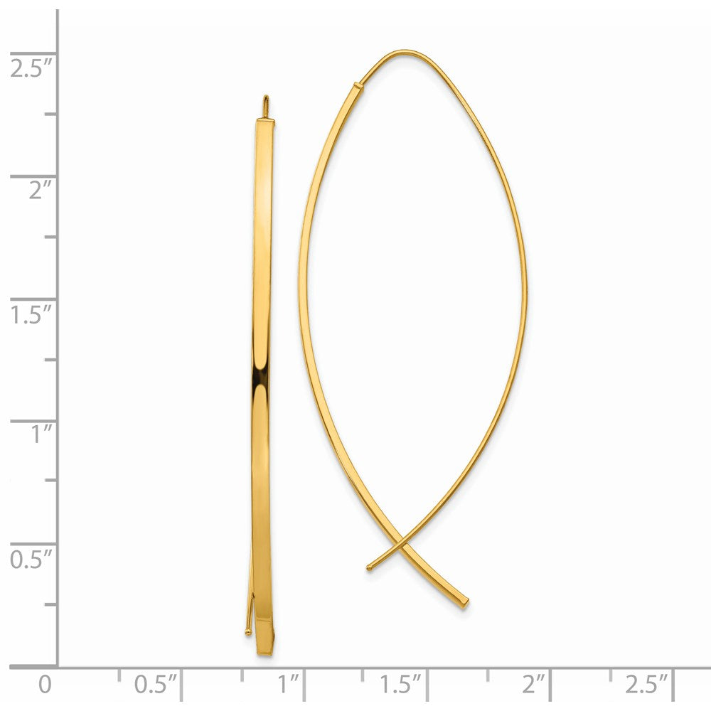 14K Gelbgold 1.75mm Quadratisch Röhre Draht Durchzieher-Ohrringe