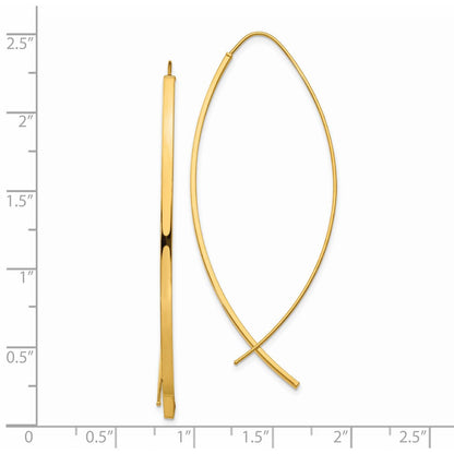 14K Gelbgold 1.75mm Quadratisch Röhre Draht Durchzieher-Ohrringe