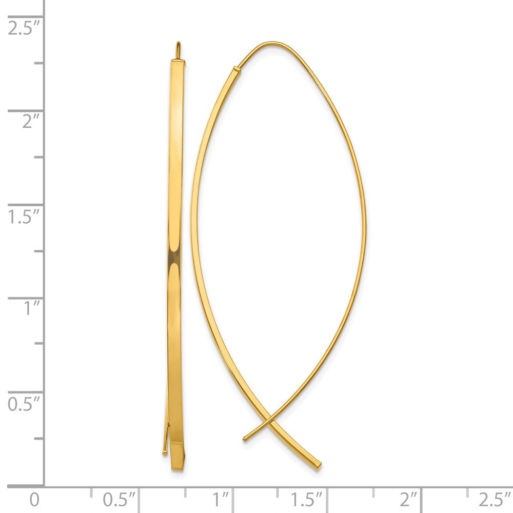 14K Gelbgold 1.75mm Quadratisch Röhre Draht Durchzieher-Ohrringe