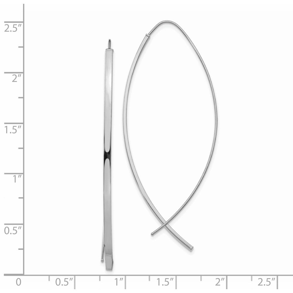 14K Weißgold 1.75mm Quadratisch Röhre Draht Durchzieher-Ohrringe