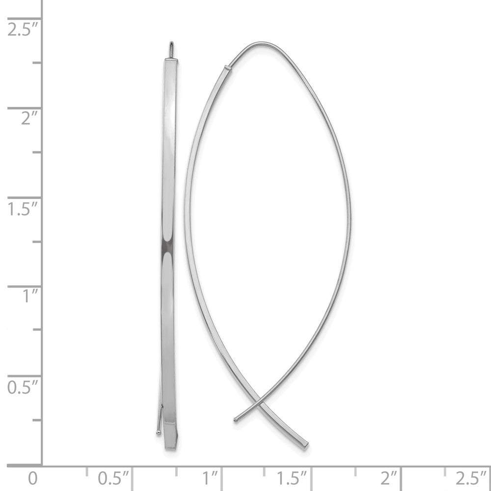 14K Weißgold 1.75mm Quadratisch Röhre Draht Durchzieher-Ohrringe