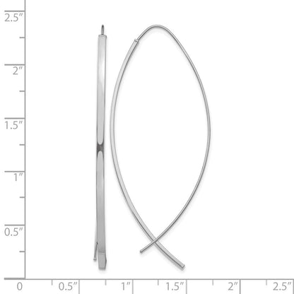 14K Weißgold 1.75mm Quadratisch Röhre Draht Durchzieher-Ohrringe
