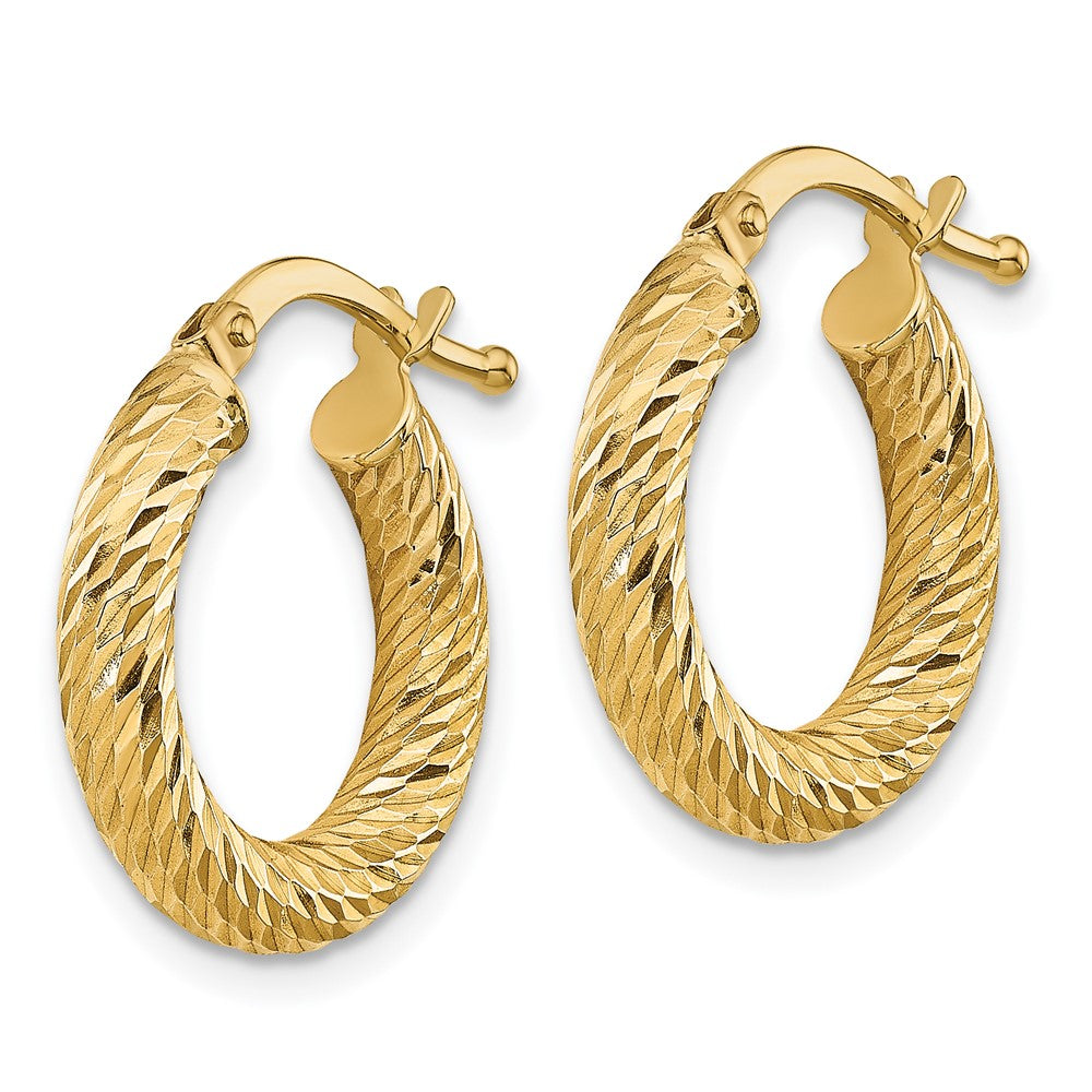 14K Gelbgold 3x10mm Diamantiert Rund Creolen