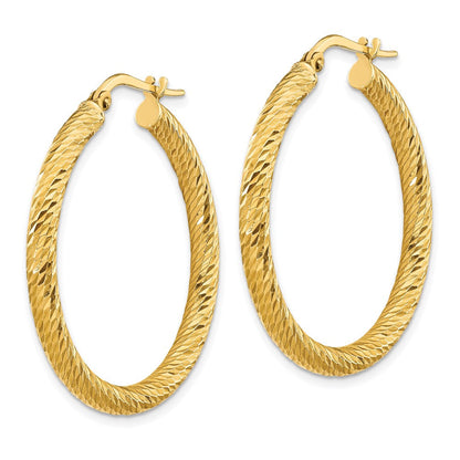 14K Gelbgold 3x25mm Diamantiert Rund Creolen