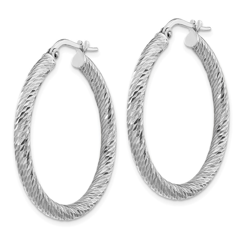 14K Weißgold 3x25mm Diamantiert Rund Creolen