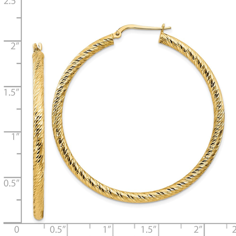 14K Gelbgold 3x40mm Diamantiert Rund Creolen