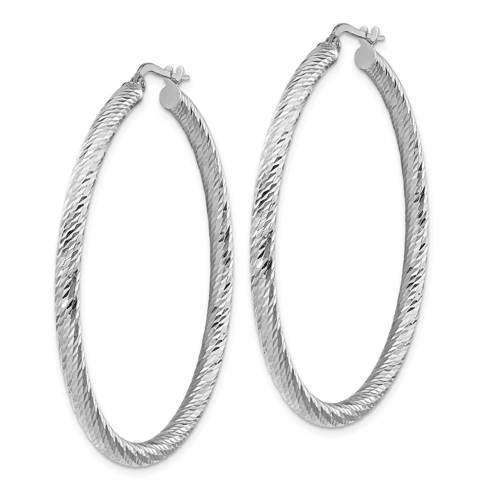 14K Weißgold 3x40mm Diamantiert Rund Creolen