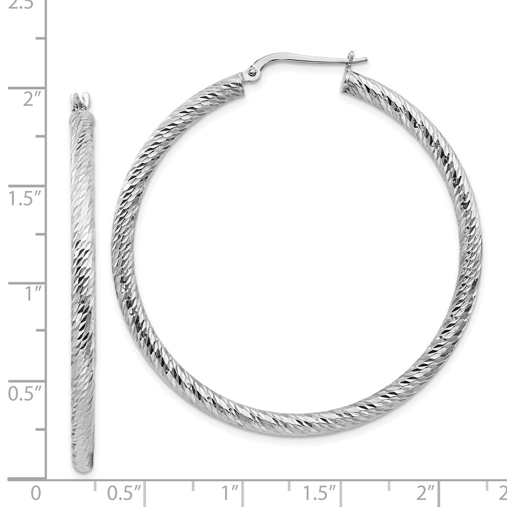 14K Weißgold 3x40mm Diamantiert Rund Creolen
