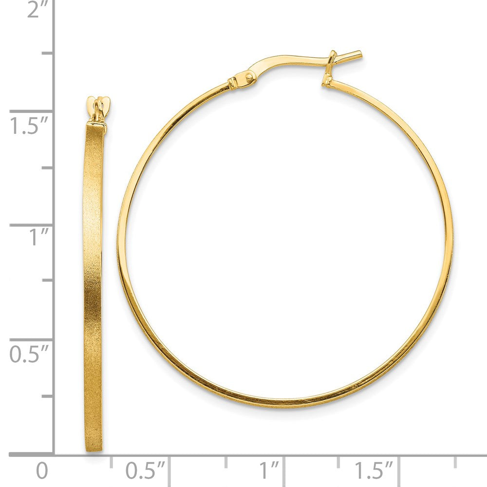 14K Gelbgold Gebürstet und Poliert 2mm Creolen