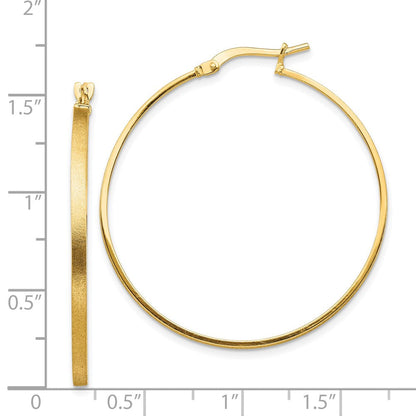 14K Gelbgold Gebürstet und Poliert 2mm Creolen