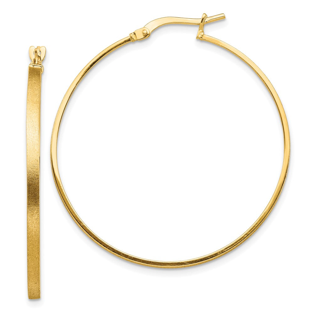 14K Gelbgold Gebürstet und Poliert 2mm Creolen