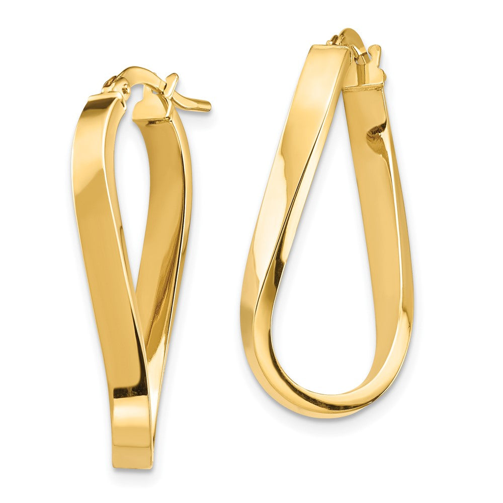 14K Gelbgold Poliert 3mm Gewellt Creolen