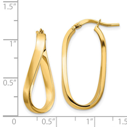 14K Gelbgold Poliert 3mm Gewellt Creolen