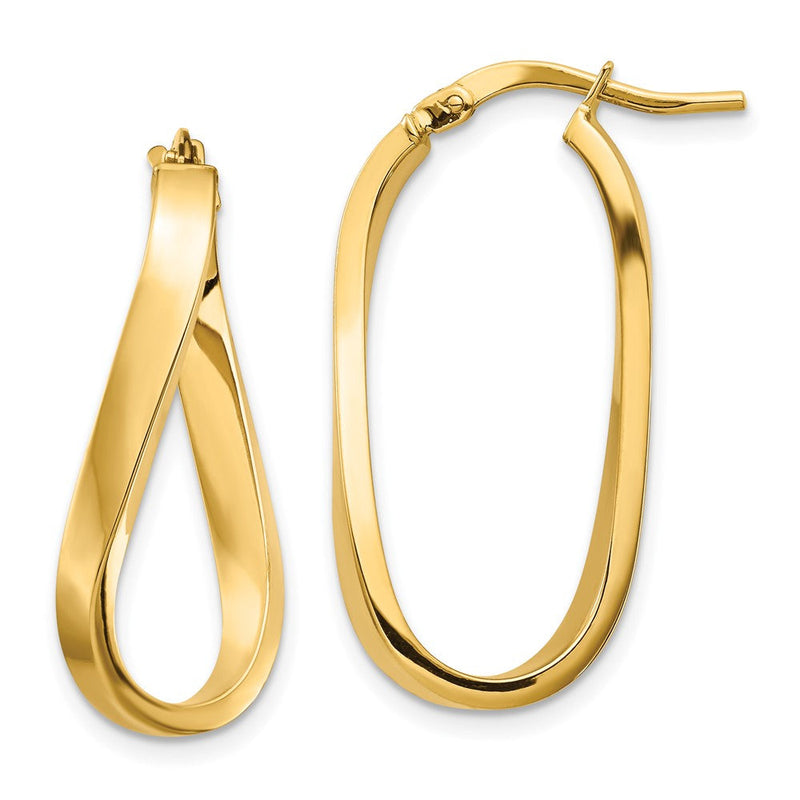 14K Gelbgold Poliert 3mm Gewellt Creolen