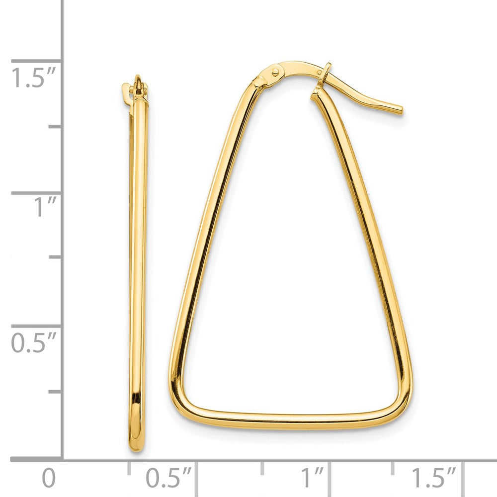 14K Gelbgold 1.5mm Poliert Dreieck Hängend Creolen