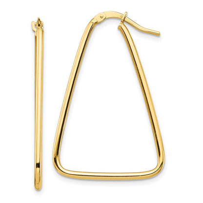 14K Gelbgold 1.5mm Poliert Dreieck Hängend Creolen