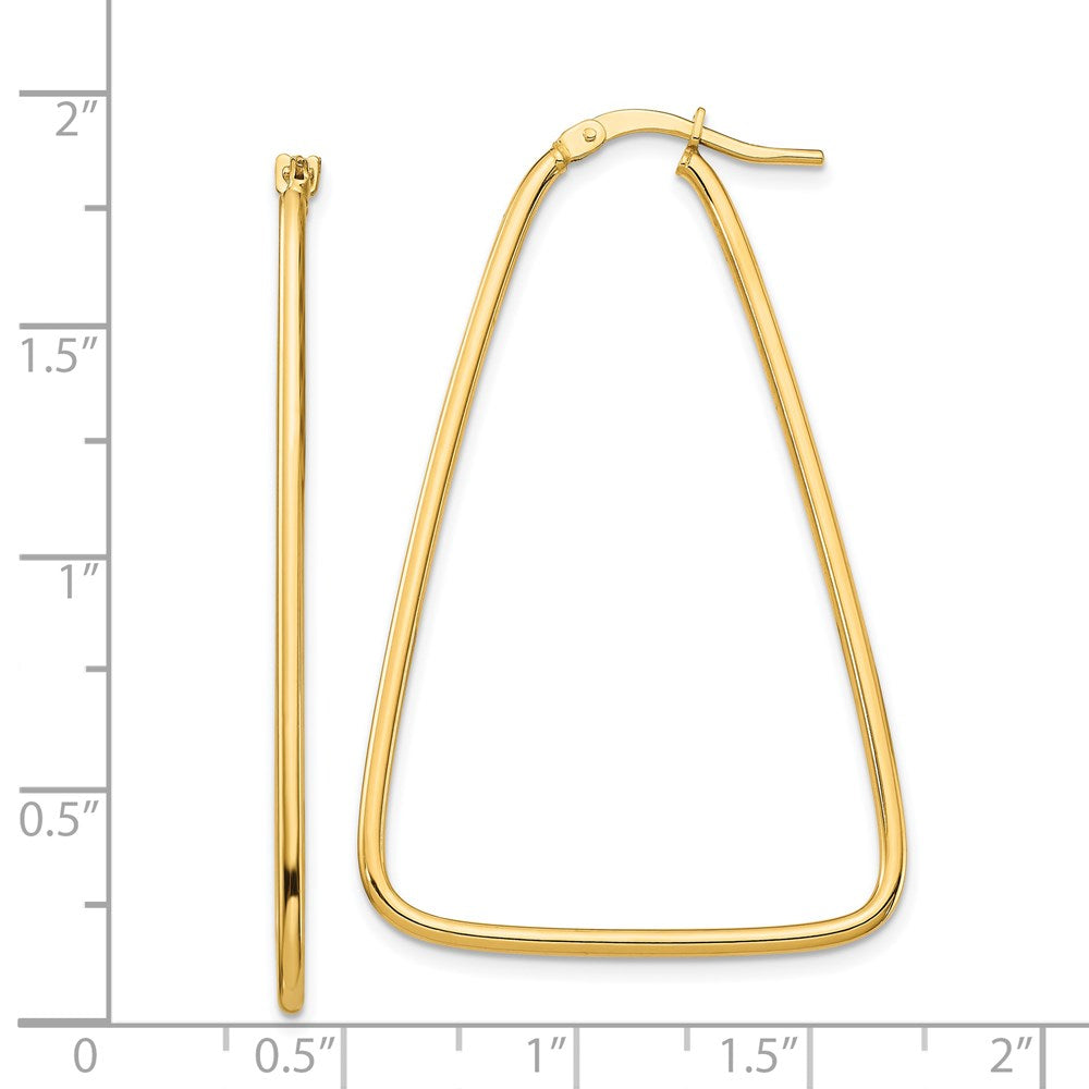 14K Gelbgold 1.5mm Poliert Groß Dreieck Hängend Creolen
