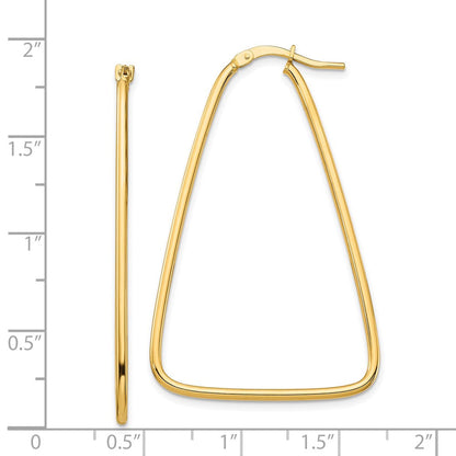 14K Gelbgold 1.5mm Poliert Groß Dreieck Hängend Creolen