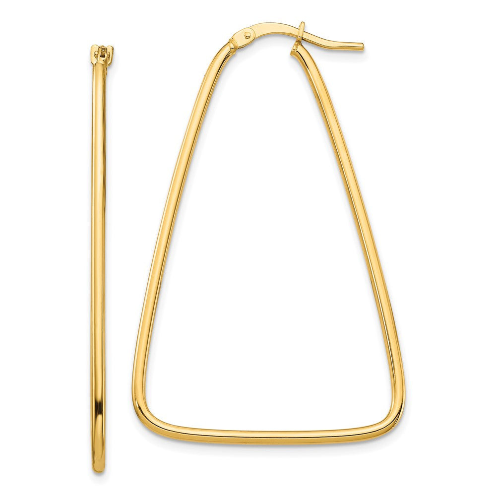 14K Gelbgold 1.5mm Poliert Groß Dreieck Hängend Creolen