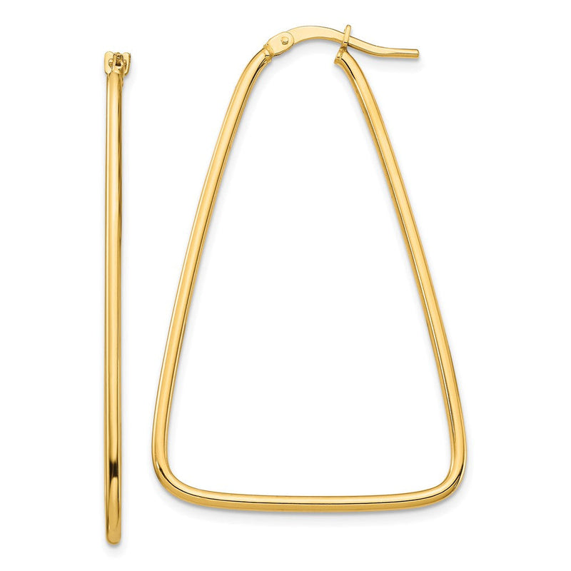 14K Gelbgold 1.5mm Poliert Groß Dreieck Hängend Creolen