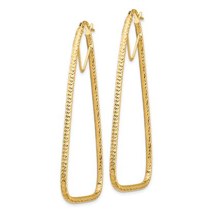 14K Gelbgold Poliert & Diamantiert Doppelt Dreieck Creolen