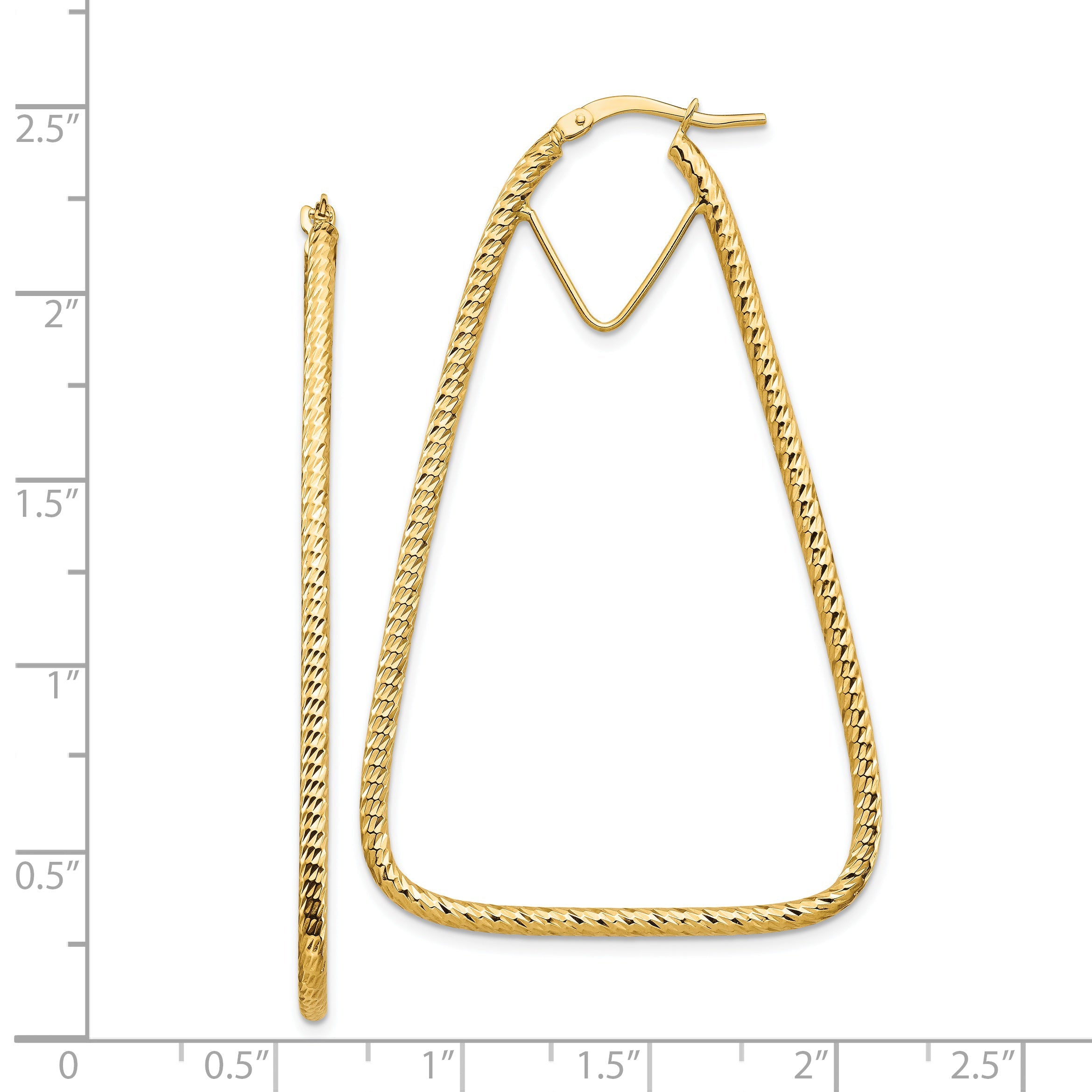 14K Gelbgold Poliert & Diamantiert Doppelt Dreieck Creolen