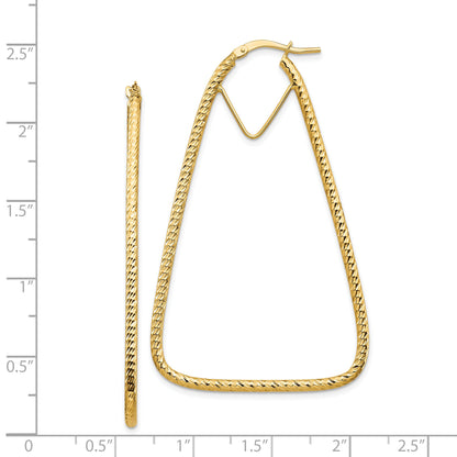 14K Gelbgold Poliert & Diamantiert Doppelt Dreieck Creolen